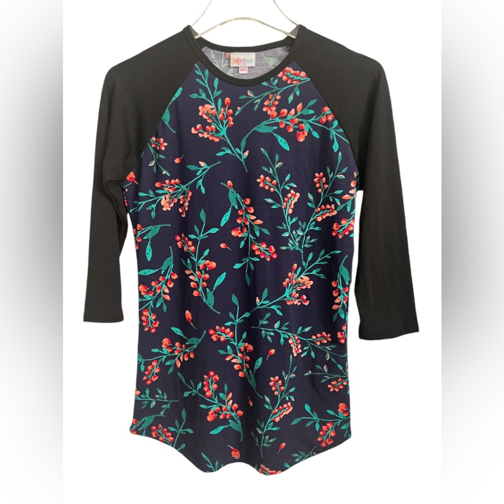 Lularoe Classic T-Shirt / Tunic Top XXS Flower Design High Low Long Sleeve NWT